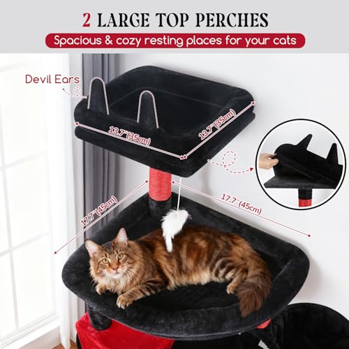 Globlazer 82in Gothic Extra Large Cat Tree for Indoor Cat Large Adult, S82 - color: Black Red
