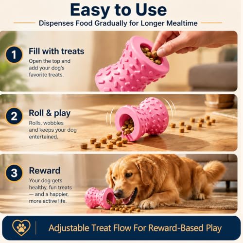 Treat Dispensing Dog Toys,Interactive Puzzle Toy for Small Dogs,Slow Feeder - color: Peach, size: Small