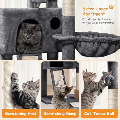 36" Cat Tree Tower for Indoor Cats, Smoky Gray - color: Smoky Gray