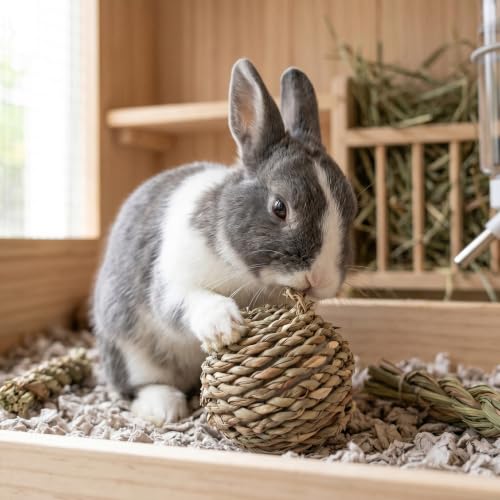 Natural Woven Grass Balls Small Pet Chew Toys, Handmade Wooden Bird Parrot Hamster Rabbit Foraging Balls, Safe Shred Toys for Parakeet Cockatiel Guinea Pig Chinchilla, Regular Water Grass Ball - style: Contemporary
