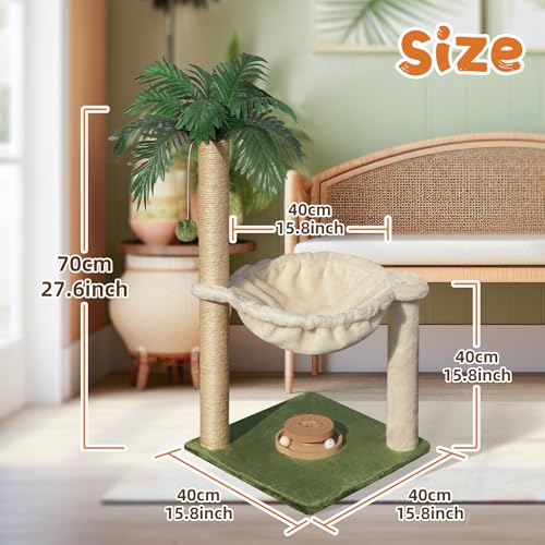 Fantasreen Cat Tree 28'' with Hammock & Interactive Toy for Indoor Cats - color: White-28 Inches