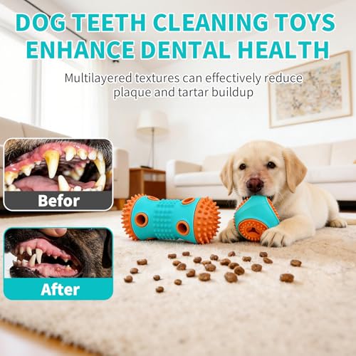 Dog Chew Toys 3 Pack, Squeaky Toy, Treat Dispensing Slow Feeder for Large and Medium Dog, Multifunctional Teeth Cleaning and Gum Massage (Dumbbell-Ball-Star) - color: Dumbbell-Ball-Star