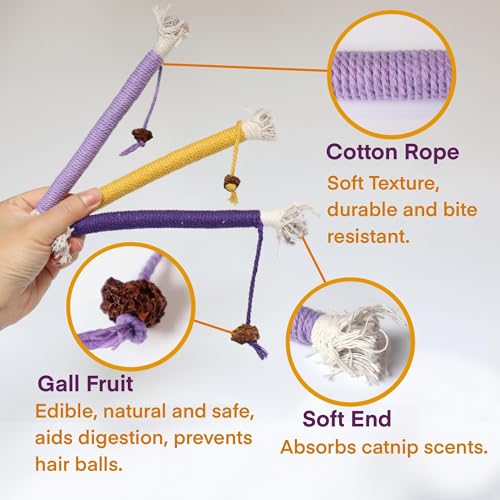 Kitten Teething Toys for Indoor Cats, Catnip Cat Chew Rope 3 Pack - size: Small 3 Pack