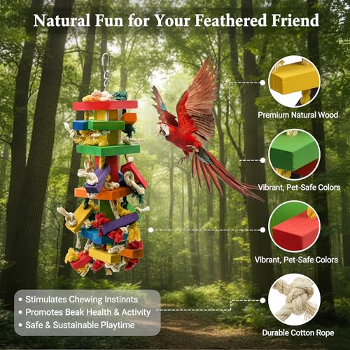 GPY Bird Toys for Parrot, Large Parrot Toys for Cage Macaws Cockatoos - color: Colorful