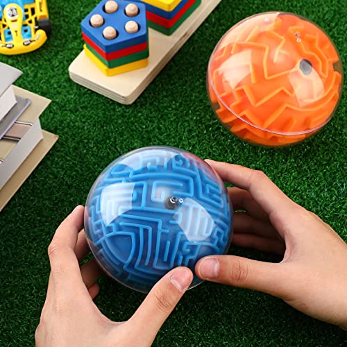 Sumind 4 Pcs 3D Maze Ball Game Toys for Kids, Blue, Orange - color: Blue, Orange