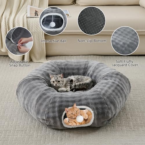 Bubble Round Cat Tunnel for Indoor Cats, Grey - color: Grey, size: Round