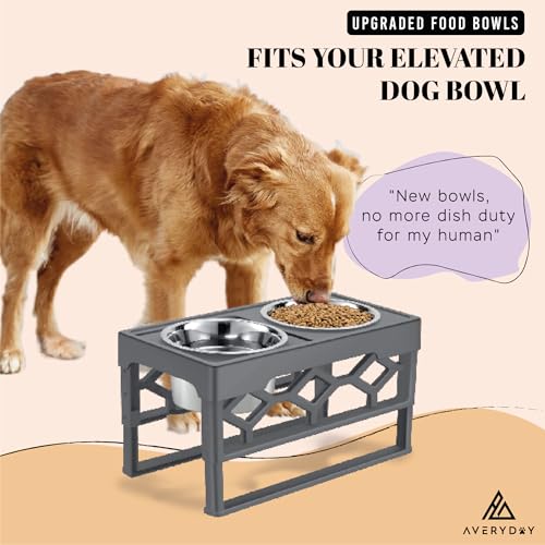 AVERYDAY 25oz Stainless Steel Dog Bowls Set, 2 Pack for Replacement Dogs Bowl Stand, 3.1 Cups Metal Dog Bowls, 6 Inch Small Medium Dogs Water Bowl for Raised Feeder with Opening 6.5-6.65" - size: Fit 6.5-6.65" Feeder Holes (3.1 Cups)