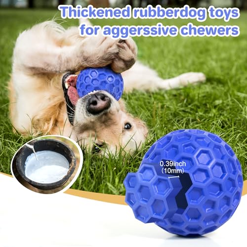 DISSKNIC Indestructible Squeaky Dog Ball, Relieves Anxiety, Cleans Teeth, Interactive Chew Toy for Aggressive Chewers, Dog Toy for Large Breeds, Outdoor Waterproof - color: Blue, size: Large