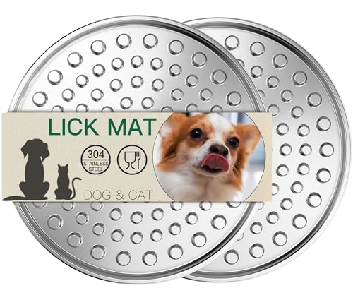 Lick Mat for Dogs & Cats, Double-Wall Stainless Steel, Small-2Pack - color: Small-2Pack