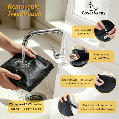 Dog Treat Pouch Open Top for Quick & Spill-Proof Access, Removable Pouch|Poop Bag Dispenser|3 Ways to Wear, Dog Treat Bag - Collapsible Bowl, Training Clicker & Poop Bag for Training & Walking-Black. - color: Black
