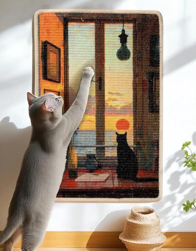 3-in-1 Sisal Cat Scratcher Mat 23.6x15.7 – Durable Scratch Rug for Floor & Wall with Sticker Tape, Protects Couch, Carpet & Furniture, Anti-Slip, Pet-Safe for Indoor/Outdoor Cats, Golden Afterglow - color: GoldenAfterflow