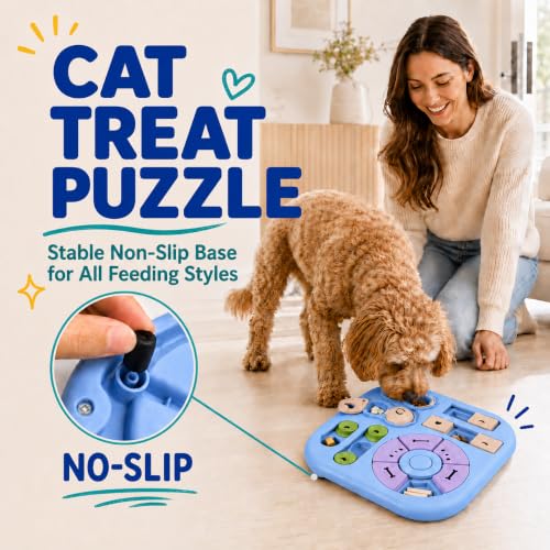Interactive Cat Puzzle Toy, Maze Slow Feeder, 11.02in - color: light blue