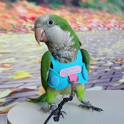 Bird Flight Harness Vest, Parrot Flight Suit with Leash for Parakeets Cockatiels Conures Budgies, Bird Flying Clothes with Rope and Handle for Outdoor Activities Training, Anti Bite (M) - size: M