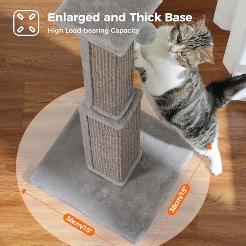 PAWZ Road Cat Scratching Post 32” Tall Square Cat Scratcher - color: Grey