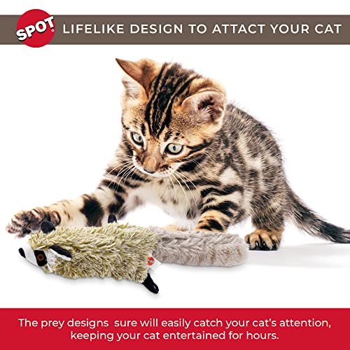 SPOT Flippin’ Skinneeez Raccoon Cat Toy with Catnip – Realistic Flopping Design, Touch-Activated Movement and Sounds, USB Rechargeable, Perfect for Indoor Cats, 15-Inch