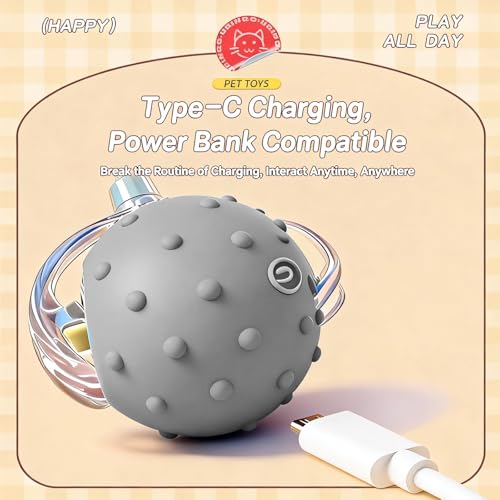 Interactive Cat Toys for Indoor Cats,3-Tails,Automatic Moving Kitten Toys - color: Gray