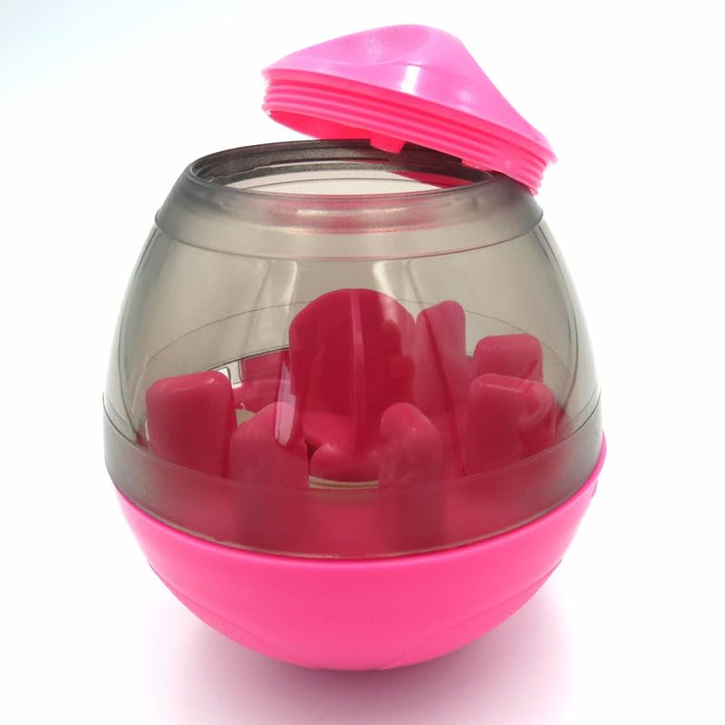 Interactive Dog Treat Toy Adjustable Treat Dispensing Ball Food Dispenser Tough Slow Feeder Puppy Enrichment Training Toy Pet Interactive Chase Toys for Small Medium Dogs Gift for Pets (Red) - color: Red