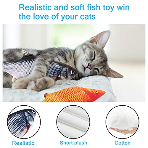 Tocirelo Cat Toys Interactive Flopping Fish with Catnip, Kitten Kicker Toy - color: Crusion+Redfish