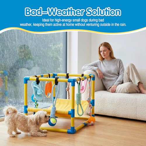 Keaber Puppy Play Gym with 8 Toys, Jungle Gym with Hammock 23x17x17in