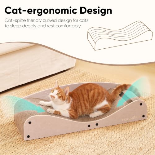 FUKUMARU Cardboard Cat Scratcher Bed, Extra Large 29.1 Inch Cat Scratch Pad - color: Light Camel