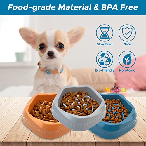 VANNON Slow Feeder Dog Bowls Non Slip Puppy Bowl Durable Dog Puzzle Feeder Bloat Stop Food Bowls for Puppy and Small Dogs, BPA Free, 2 Cups, Grey - color: E-Grey-Small-2Cups