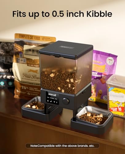 oneisall 5G WiFi Automatic Cat Feeder for 2 Cats, App Control, 20 Cups/5L - color: Black