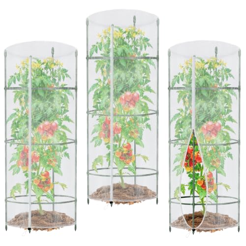 Garden Netting for Tomato Plants, Round Tomato Cage Plant Cover with Zipper