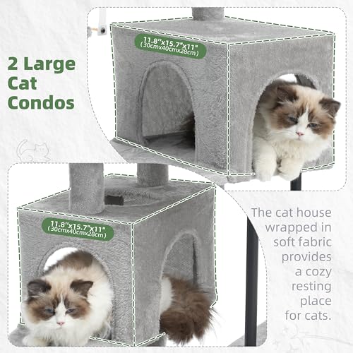 Gitelsnour Cat Tree, Cat Tower with Sturdy Steel Tube, Large Perch GCT024W - color: Light gray, size: 70.5 inches
