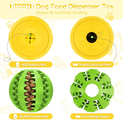 HIPPIH Dog Puzzle Toy 2 Pack, Interactive Dog Toys for Treat Dispensing - color: Green+Yellow