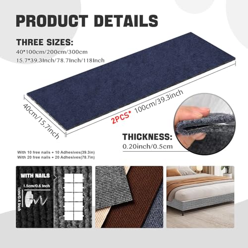 SREBAY Cat Scratch Couch Furniture Protector, Self-Adhesive Scratch Pad - color: Navy, size: 78.7x15.8Inch