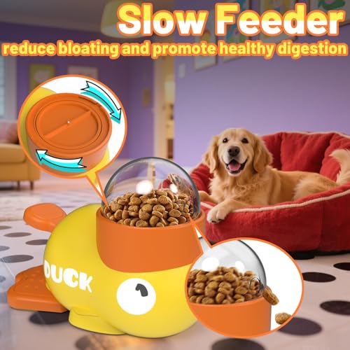 Duck Dog Treat Dispenser Toy, Interactive Slow Feeder Puzzle Toy - color: White