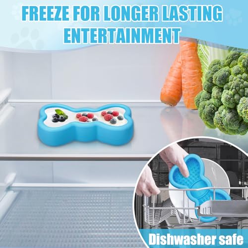 Lick Mat for Dogs, Animire Anti-Spilled Bow Tie Lick Bowls for Anxiety Relief, Silicone Slow Feeder Licking Pad with Suction Cups, Freezeable Dog Enrichment Toy for Boredom(Light Blue,S) - color: A-Light blue, size: S