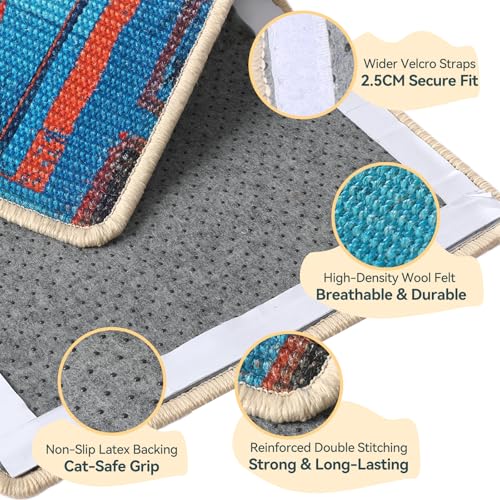 3-in-1 Sisal Cat Scratcher Mat 23.6x15.7'' – Floor & Wall Use with Sticker Tape, Protects Furniture, Couch & Carpet, Anti-Slip, Pet-Safe, Durable Scratch Rug Mat or Indoor/Outdoor Cats, Blue Silence - color: BlueSilence