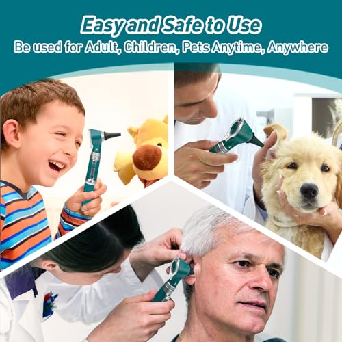 Scian Otoscope - Ear Scope with Light, Ear Infection Detector and Pocket Ear Checker Kit with 3X Magnify Lens, Suitable for Kids, Adults, Doctors, Pets(Green) - color: Green