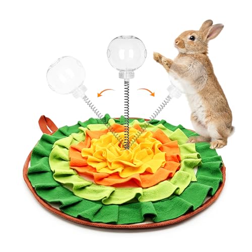 2-in-1 Large 19.7" Round Foraging Mat & Treat Ball For Rabbit Small Animals