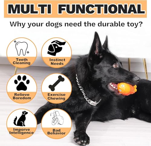 WinTour Indestructible Dog Toys for Aggressive Chewers, Tough Chew Toys for Medium & Large Breeds, Squeaky and Durable Chewers for Large Dogs - color: Orange Nylonfish
