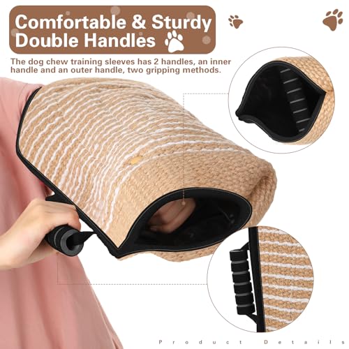 Leyndo 4 Pcs Dog Training Sleeve Set with Tug Pillow Stick Ball, Black - color: Black