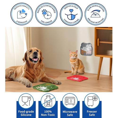 LPFALASAT Frog 3 Pack - Silicone Dog & Cat Lick Mat with Suction Cups - Anxiety Relief/Promotes Healthy Eating/Frozen & Dishwasher Safe - Pet Peanut Butter Lick Pad