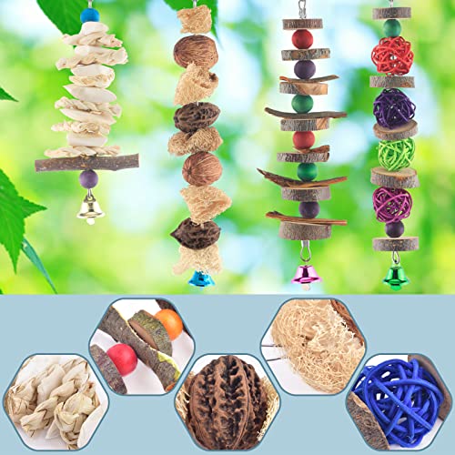 Bissap Bird Chew Toys, 5 Packs Parakeet Natural Wood Toys Parrot Hanging Cage Toy Bird Perch Stand for Small Bird Conure Cockatiel Parrotlet Lovebird Budgie - size: 5 pieces