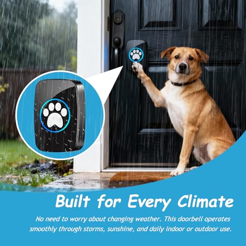 Edge Touch Dog Bell – Blk Wireless Dog Door Bell (1 Bell & 1 Chime) - color: 1 Bell & 1 Receiver