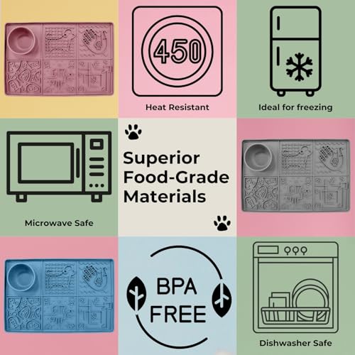 Dog Lick Mat, Large 11.2 x 16.7 in Slow Feeder with Strong Suction, Pink - color: Pink
