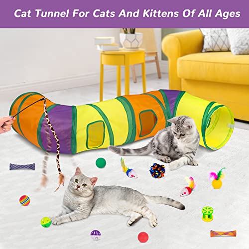 Retro Shaw 33Pcs Cat Toys for Indoor Cats, 2 Way Cat Game Tunnels - color: Large 2-Way Game Tunnel Toy Set