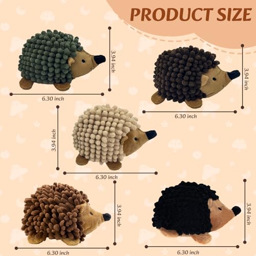 2-in-1 No-Stuffing Hedgehog Dog Toys 5 PCS, Squeaky Ball for Throwing Play - style: Hedgehog 5pack