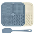 ChefAide 2 Pack Lick Mat for Dogs, Cats & Puppies with Suction Cups - color: Blue & Beige