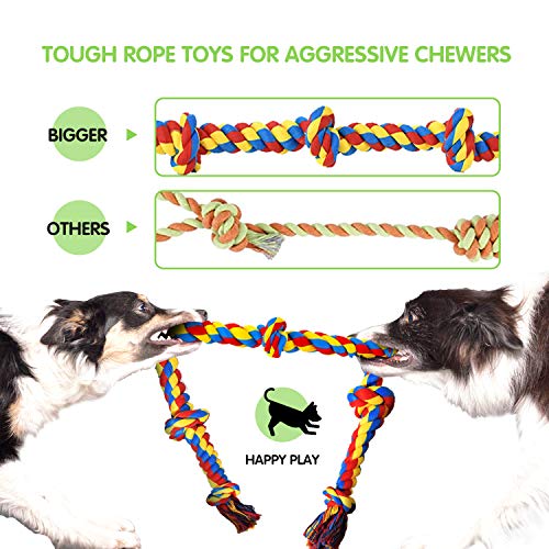 SHARLOVY Large Tough Chew Toys for Aggressive Chewers, 9 Pack Dog Rope Toys - color: 9 Packs, size: Large