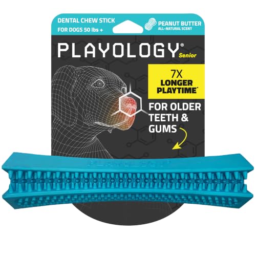 Playology Dental Chew Stick Toy for Senior Dogs- Jumbo, Peanut Butter Scent - size: Jumbo Chew Stick, style: Peanut Butter