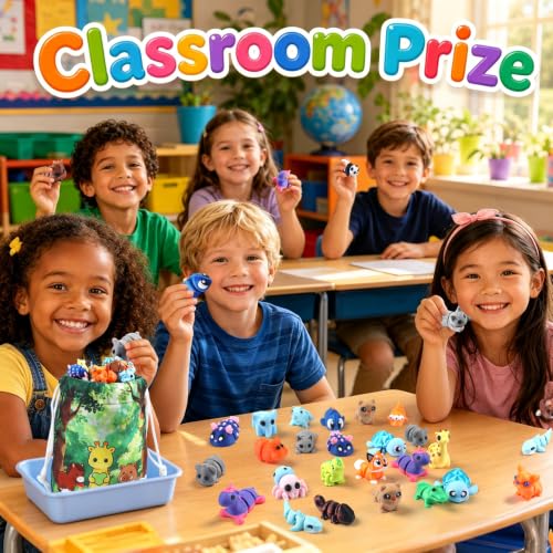 SCIONE 200 Pcs 3D Printed Animals, Cute Desk Decor for Kids - style: 200-Animals