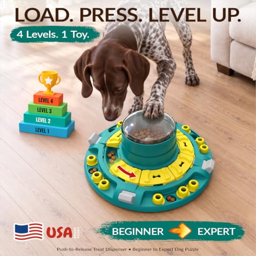 KADTC XL, 4 Levels Dog Puzzle Toy, Push-to-Release Treat Dispenser for Dogs