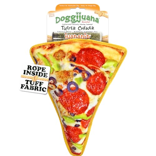Doggijuana Tuffer Chewer Dog Toy, Supreme Pizza | Plush, Squeaky - size: Standard, style: Supreme Pizza