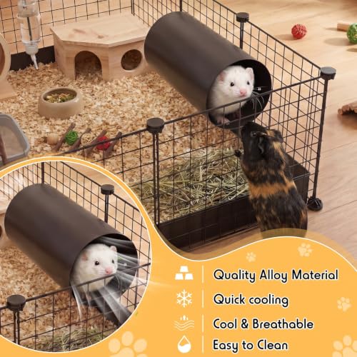 Soulchen Chinchilla Tunnel Hideout, Metal Cooling Tube for Ferret and Guinea Pig, Small Animal Cage Tunnel Bed, Hanging Corner Tube Toy, Chew Resistant, Black